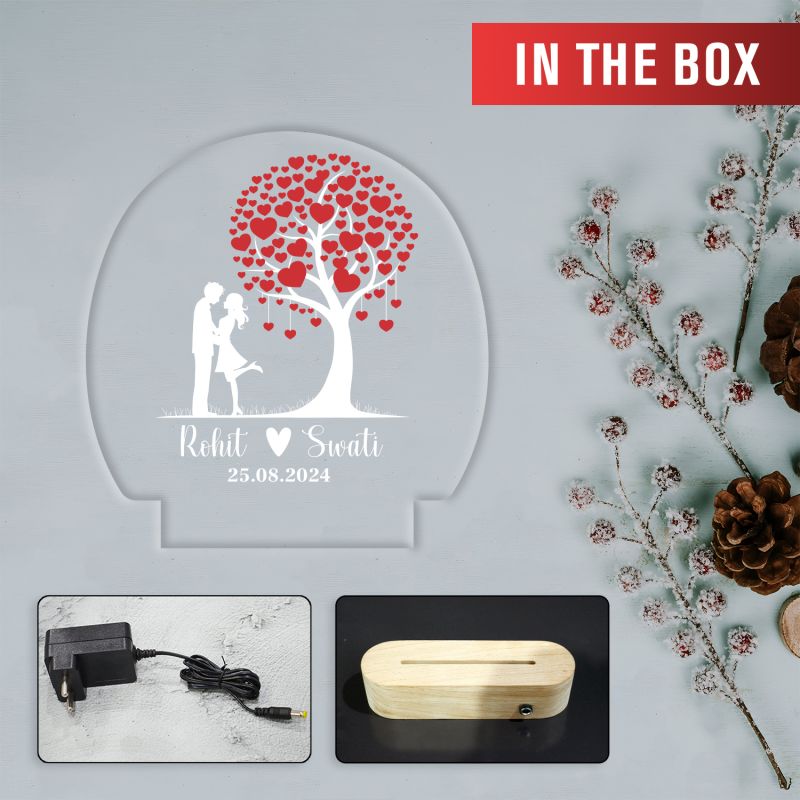 Personalized Couple Name Led Night Lamp with Automatic Color Changing Light Gift for Wife, Girlfriend, Husband, Boyfriend Anniversary Gift Valentine Day Gift Couple Lamp